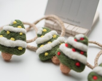 Felted Christmas Tree, Needle Felted Christmas Tree, Wool Felt Trees, Holiday Decor, Christmas Tree Garland, Wool Felt Shapes