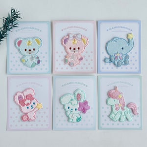 Cute Animals Patches, 6 Styles, Plush Animal Patches, Iron on Sew on Patches, Bear, Bunny, Elephant, Unicorn Patches, DIY Appliques