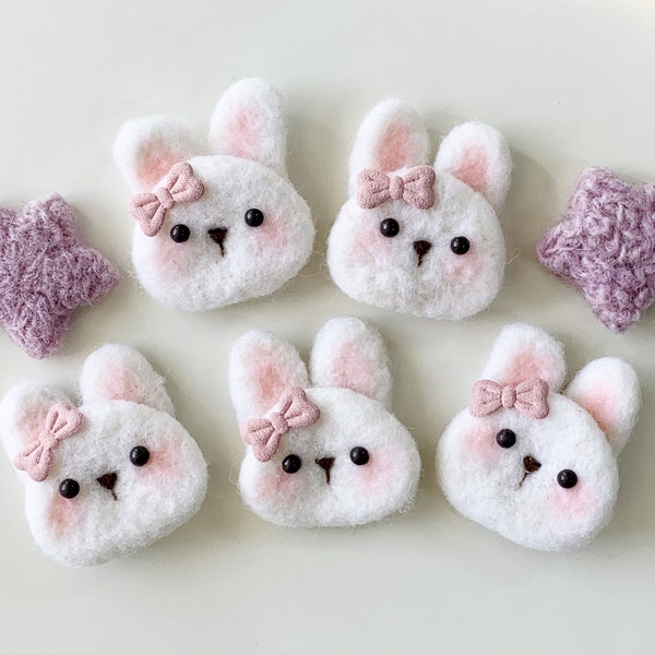 Felted Rabbit, Wool Felt Bunny, Felted Animal for Making Hair Clip, Brooch, Ornament, Garland, Baby Mobile, Craft Project Supplies