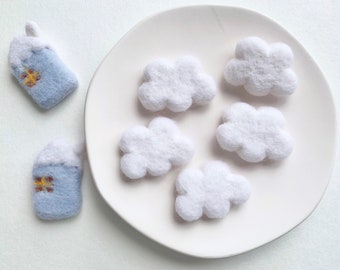 Felted Cloud, Wool Felt Cloud, Needle Felted Cloud, Woolen Cloud, Felted Shape, Felt Accessories, Cloud Decor, Home Decor