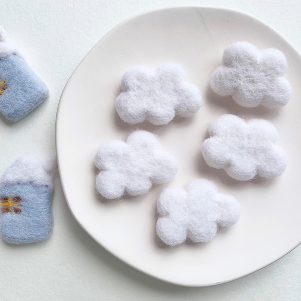 Felted Cloud, Wool Felt Cloud, Needle Felted Cloud, Woolen Cloud, Felted Shape, Felt Accessories, Cloud Decor, Home Decor