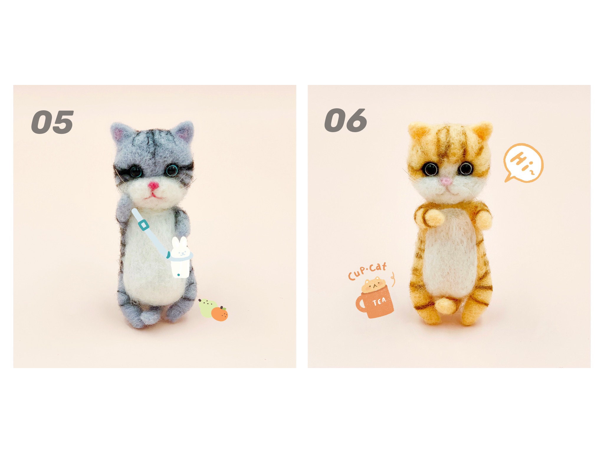 Cat Needle Felting Kit Needle Felt Cat Felted Animal Kit Etsy