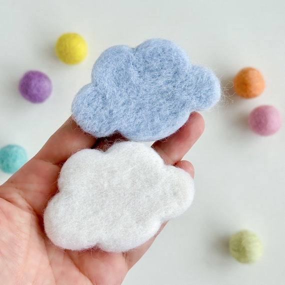 Felted Cloud, 2 Colors, Wool Felt Cloud for Making Garlands, Baby Mobile, Kid's Photo Prop, Baby Nursery Decor, Felt Craft Supplies