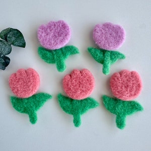 Gefilzte Tulpe, Filzblumen, zwei Farben, Woll-Tulpenblumen für die Herstellung von Haarclip, Girlande, Kranz, Brosche, Baby-Kinderzimmerdekor, Wohnkultur