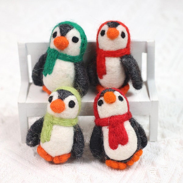 Broches pingouin en feutre, 4 couleurs, broche pingouin fait main, pingouin en feutre de laine, broche pour femme