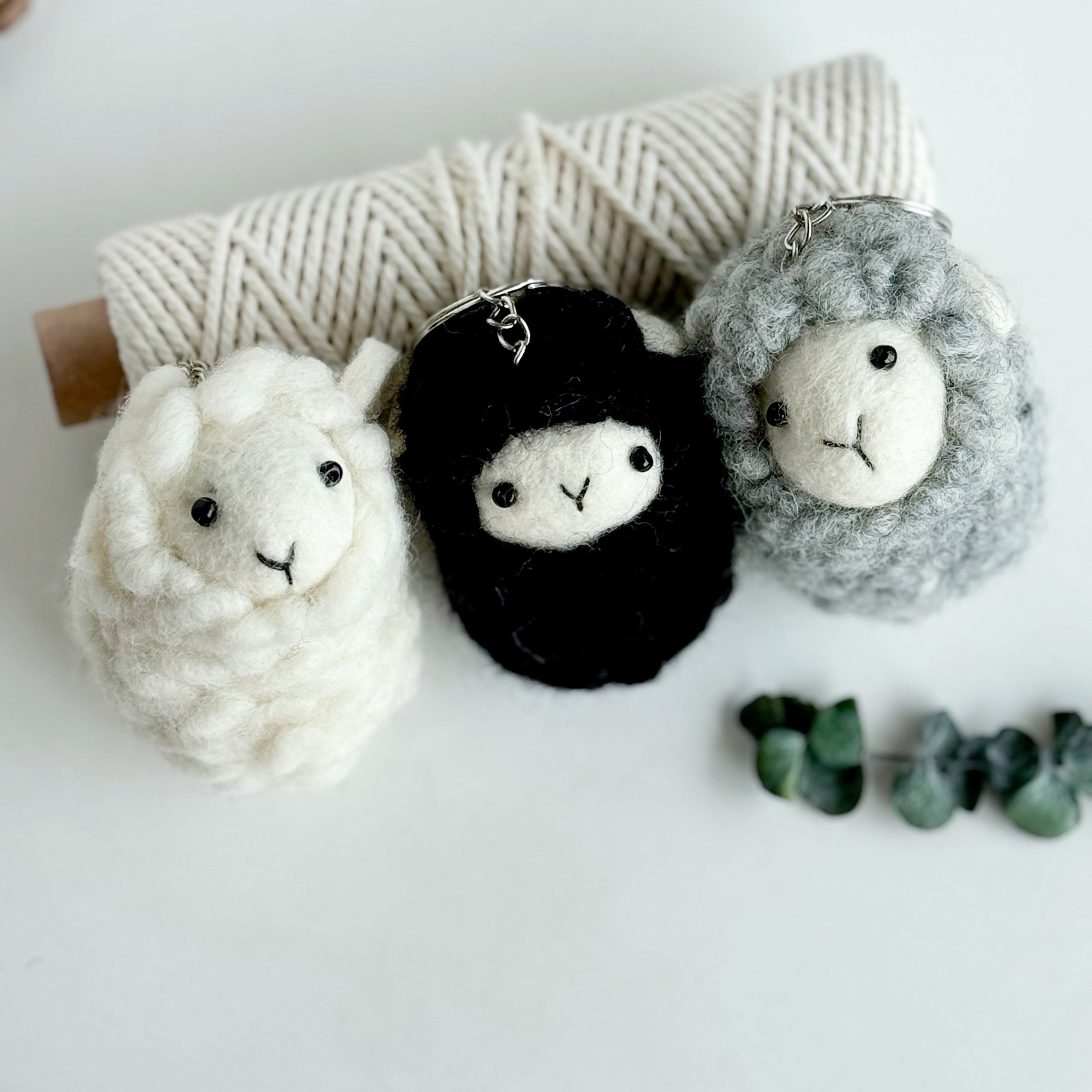 Felted Wool Sheep Keychain, Handmade Animal Ornament - Etsy