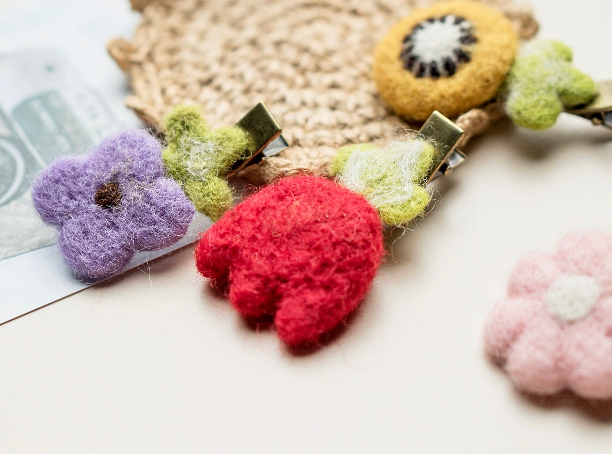  COHEALI 2pcs Felt Flowers for Crafts Wool Felt Balls