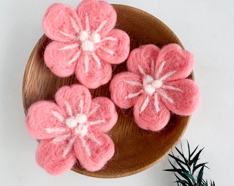 Felted Sakura, Wool Felt Sakura, Needle Felt Sakura, Felted Flowers, Wool Felt Flowers, Sakura Ornament, Spring Decor, Felted Cherry Blossom