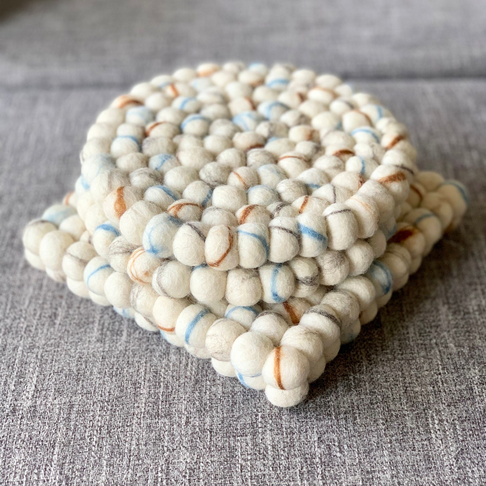 Mable Pattern Felted Potholder Felt Ball Trivet Wool Felt Etsy