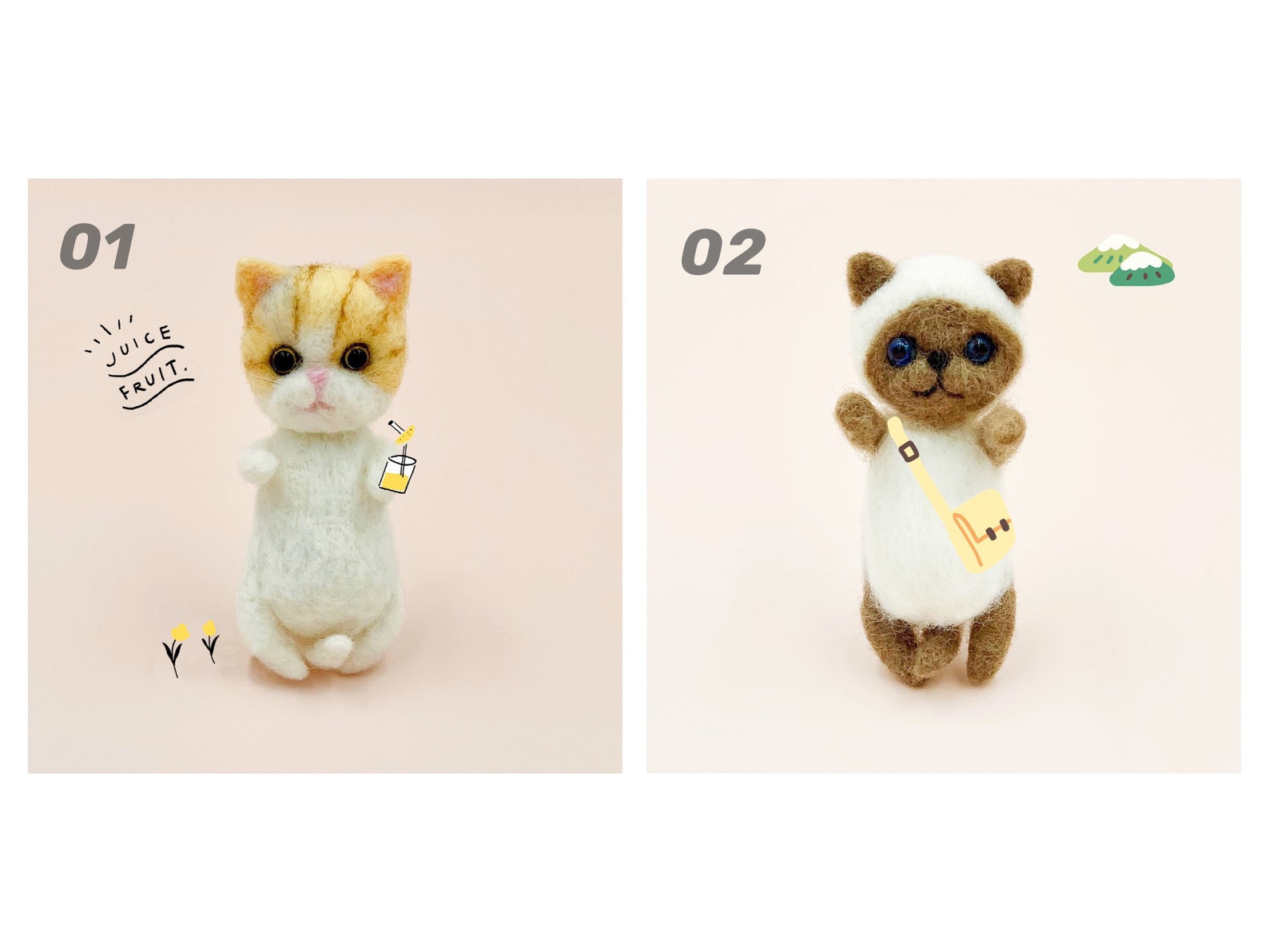 Cat Needle Felting Kit Needle Felt Cat Felted Animal Kit Etsy