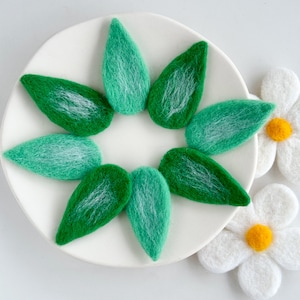 Felted Leaves, 2 Colors, Felt Green Leaf for Making Garlands, Wreaths, Brooches, Hair Clips, Kid&#39;s Photo Props, Craft Supplies