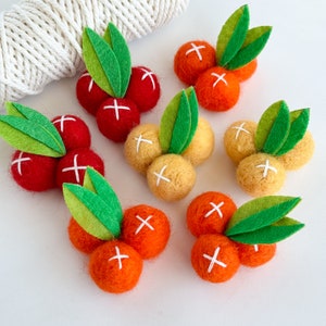 Felt Berries, Felted Oranges, Wool Felt Berries for Making Wreath, Hair Clips, Brooches, Ornaments, Felt Fruit, Felt Craft Supplies