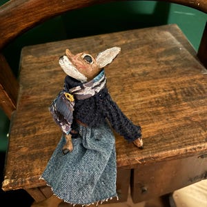 Tiny Deer Friend, Deer Art doll, Red boots