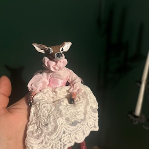 Tiny Deer Friend, Deer Art doll, Red boots