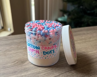 Sockervadd Dip'n Dots | Doftande vitt lim Halvfloam Slime | Krispigt Slime | Finns i 50 ml och 170 ml skruvkork | ShopSlimeSavvy