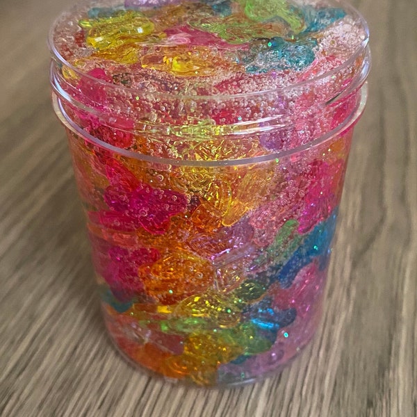 Rainbow Butterflies I Unscented Bead Crunch Bomb Slime I Available in 2oz & 4oz Screw Top Containers I ShopSlimeSavvy I