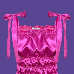 Silk Satin Top, Silk Top, Satin Top, Tie Straps, Bow Straps, Luxury Top