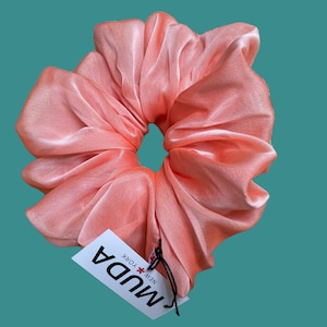 Coral Pink Chiffon Scrunchie