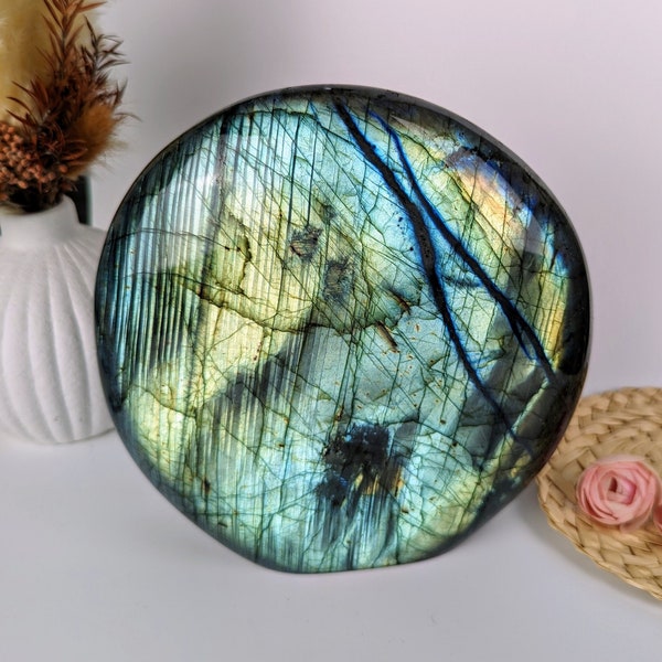 Labradorite 2780g Free form Blue-multicolor XXL format, Unique piece Polished Healing Stone, Anti-stress protection stone