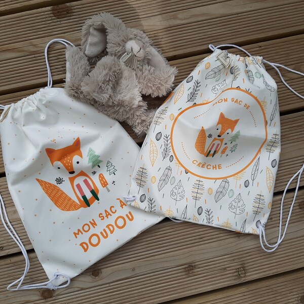 Petit sac à dos à coulisses pour enfants, thème renard, sac à dos crèche ou maternelle