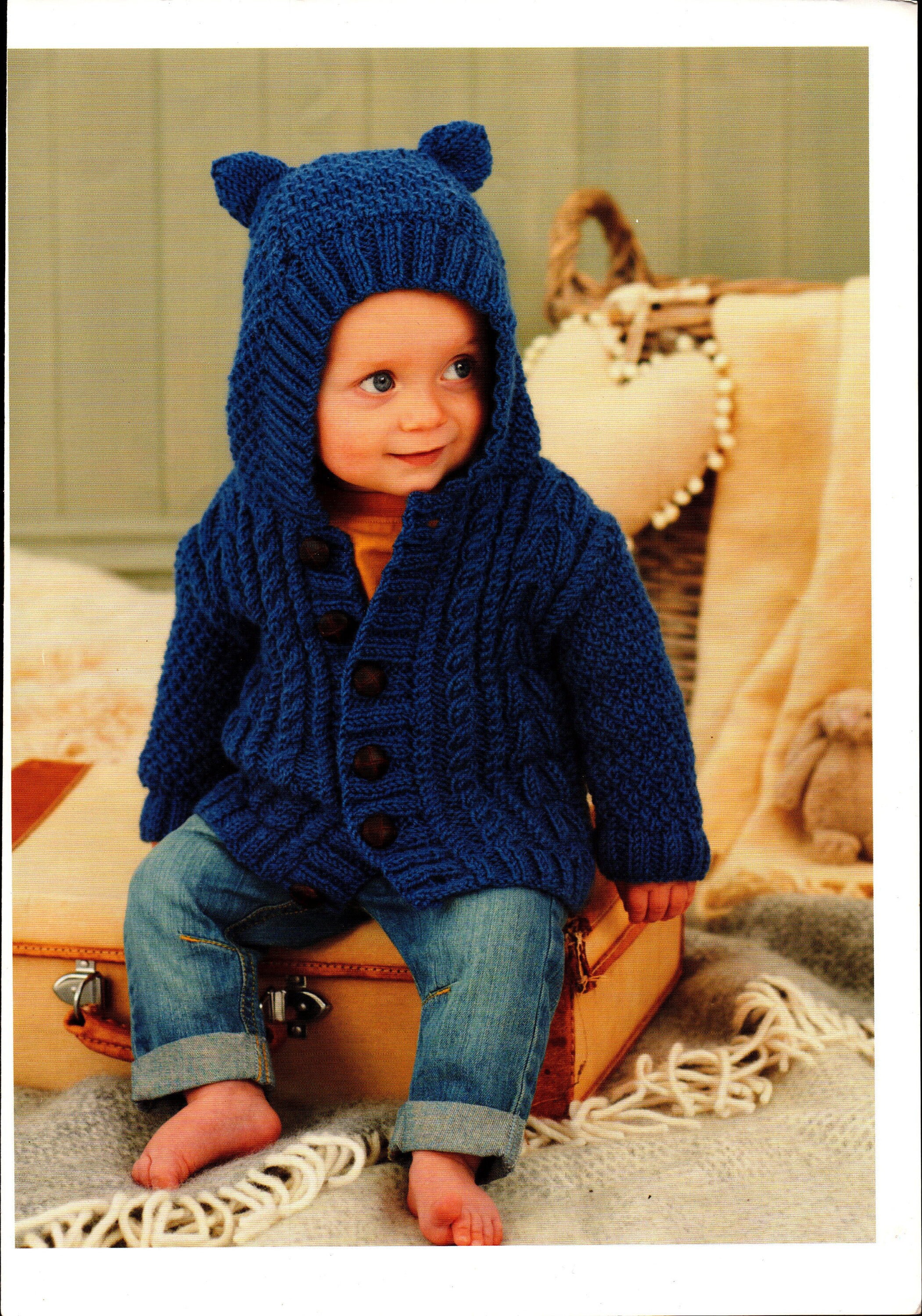 PDF Knitting Pattern Aran Teddy Cardigan Jacket with Hood to Etsy