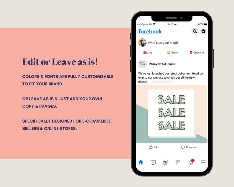 Canva Template E Commerce Social Graphics Branding Online Shop Social Media Facebook Post Template Online Store Social Posts Paper Party Supplies Graphic Design Vadel Com