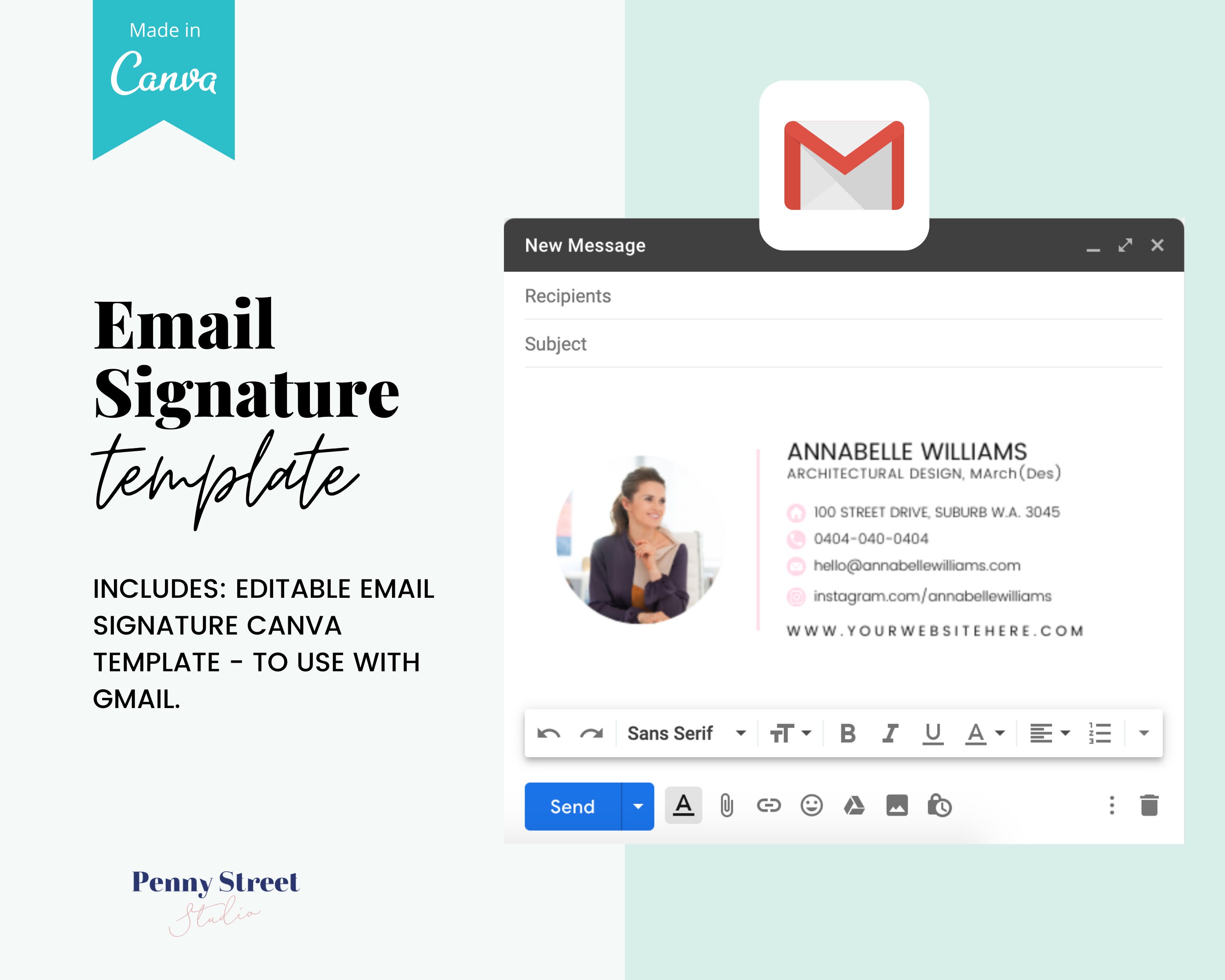 Sjabloon Voor E-Mailhandtekeningen Gmail-Sjabloon - Etsy België