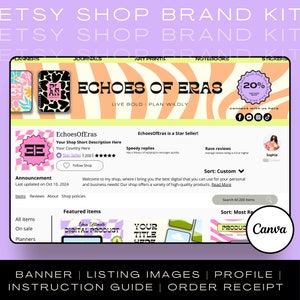 Etsy Shop Branding Kit for Digital Product Sellers | Listing Images, Banner, Shop Icon Editable Canva Templates | Bold & Bright Design