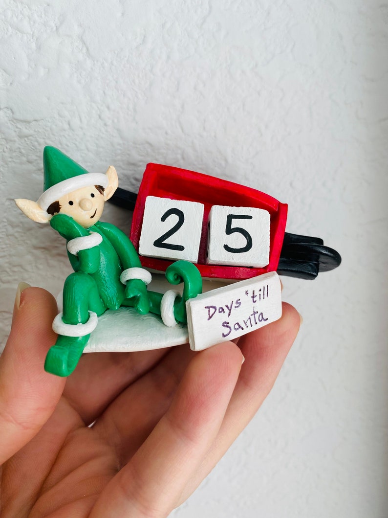 Elf Countdown to Christmas Village Piece Santas Village Accessory Etsy