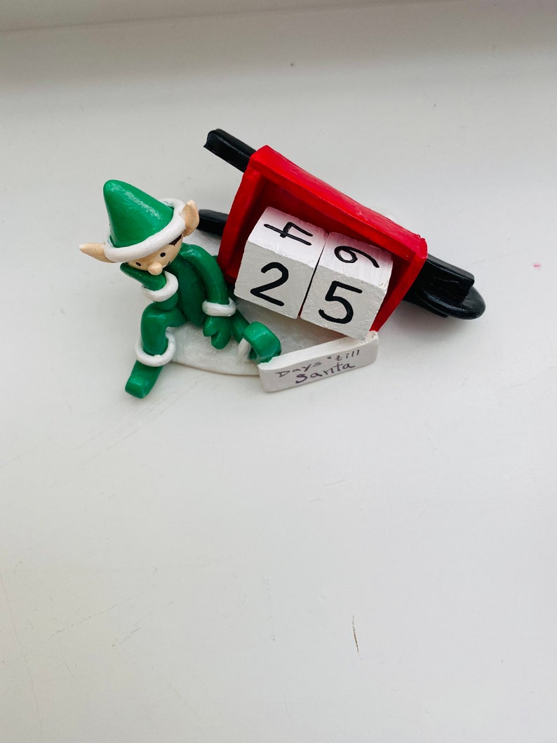 Elf Countdown to Christmas Village Piece Santas Village Accessory Etsy
