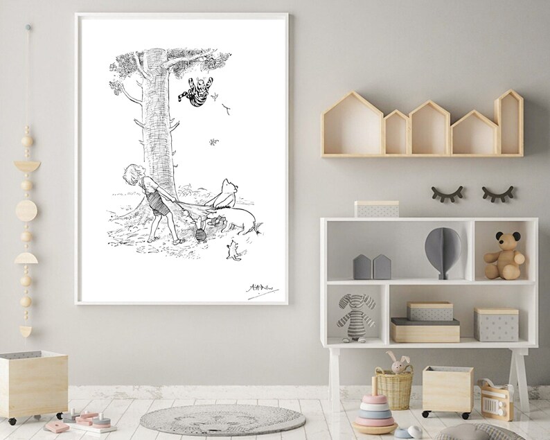 Christopher Robin Baby Print Signed A.A Milne Pooh Nursery Decor Winnie The Pooh Print Nursery Wall Art Tigger Found How Easy It Was