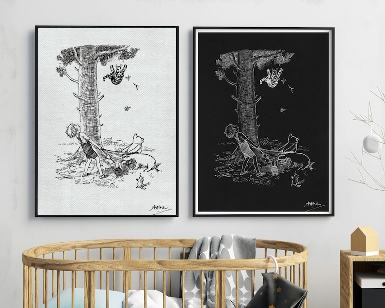 Christopher Robin Baby Print Signed A.A Milne Pooh Nursery Decor Winnie The Pooh Print Nursery Wall Art Tigger Found How Easy It Was