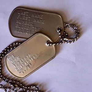 Current Issue U.S. Military dog tag set personalized