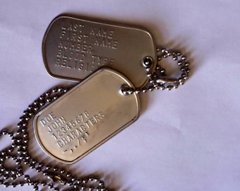 1950年頃　ヴィンテージ　米軍　ドッグタグ　ミリタリー　WW2　第二次世界大戦 第二次世界大戦の刻印入りアメリカ軍ドッグタグセット（パーソナライズ