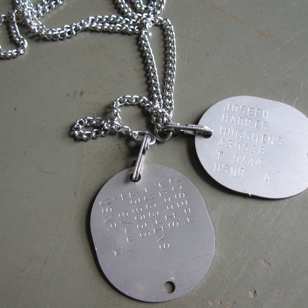 Stainless or brass WW2 Navy and Marine dog tag set personalized