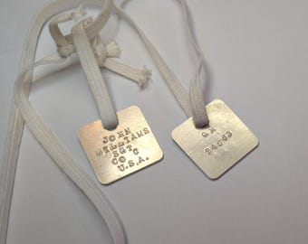 Square ww1 US dog tags personalized