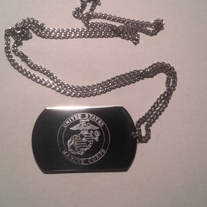 Personalized Military dog tag with choice of emblem