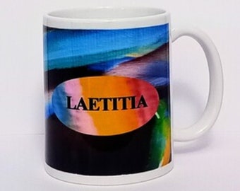 Customizable mug with your first name of your choice, abstract style, cup for all occasions, unique gift idea