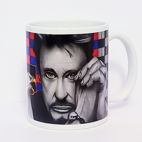Mug Johnny Hallyday, musique, chanteur, rock, cadeau, tasse, noël, anniversaire, céramique, tasse à café