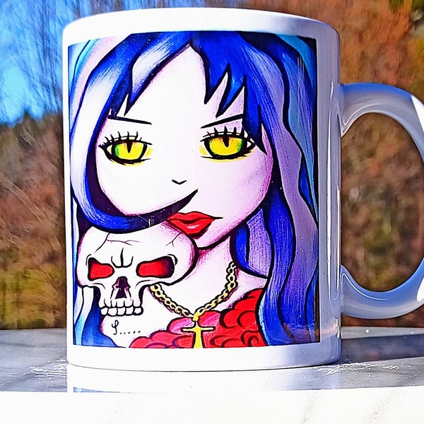 Mug manga "Lolie Skulls"tasse à café, mug, céramique, maison et déco, décoration, création, original, noël, idée cadeau, enfants