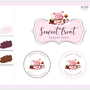 Strawberry Chocolate, bakery logo, Cupcake, Bakery, Sweet Treats Logo Design, Cake Pops Logo, Baking Logo, Watercolor logo, Editable Logo