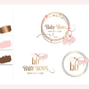 Diseño de logotipo personalizado - Logotipo de oro rosa - logotipo de boutique para niños - logotipo de princesa corona de arco - logotipo de princesa - logotipo de empresa para niñas, marca para niños