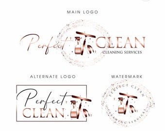 Custom Cleaning Service Logo Design, Editable Broom Bucket Logo