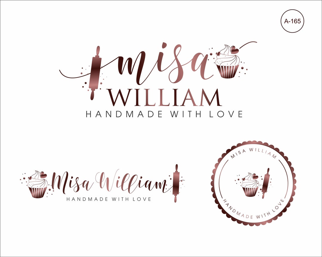 Premade Logo, Bakery Logo, Rose Gold Logo, Watermark Logo, Baker Logo