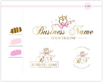 Crown Bow Logo Design, Princess Business Logo (Digital)