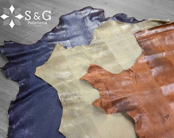 Pelle di vitello Italian Calf Skin Leather Colour Beige/Brown/Grey Size 10” x 10”