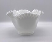 Vintage Midcentury Silvercrest Milk Glass Ruffled Bowl or Vase