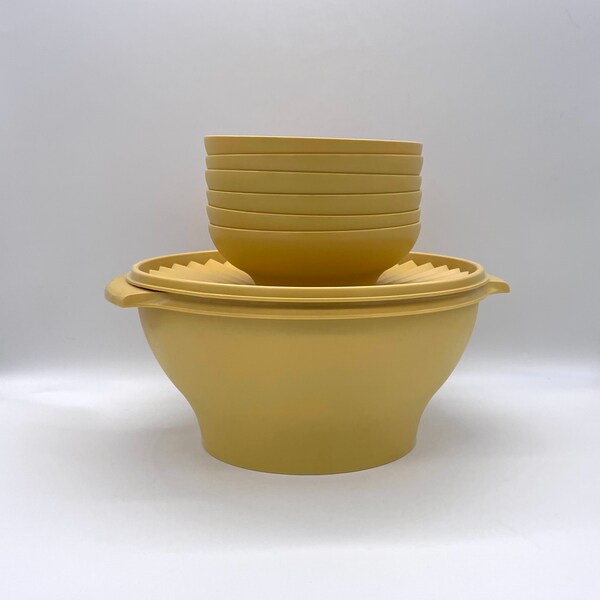 Tupperware Servalier Large Covered Bowl with 6 Serving Bowls