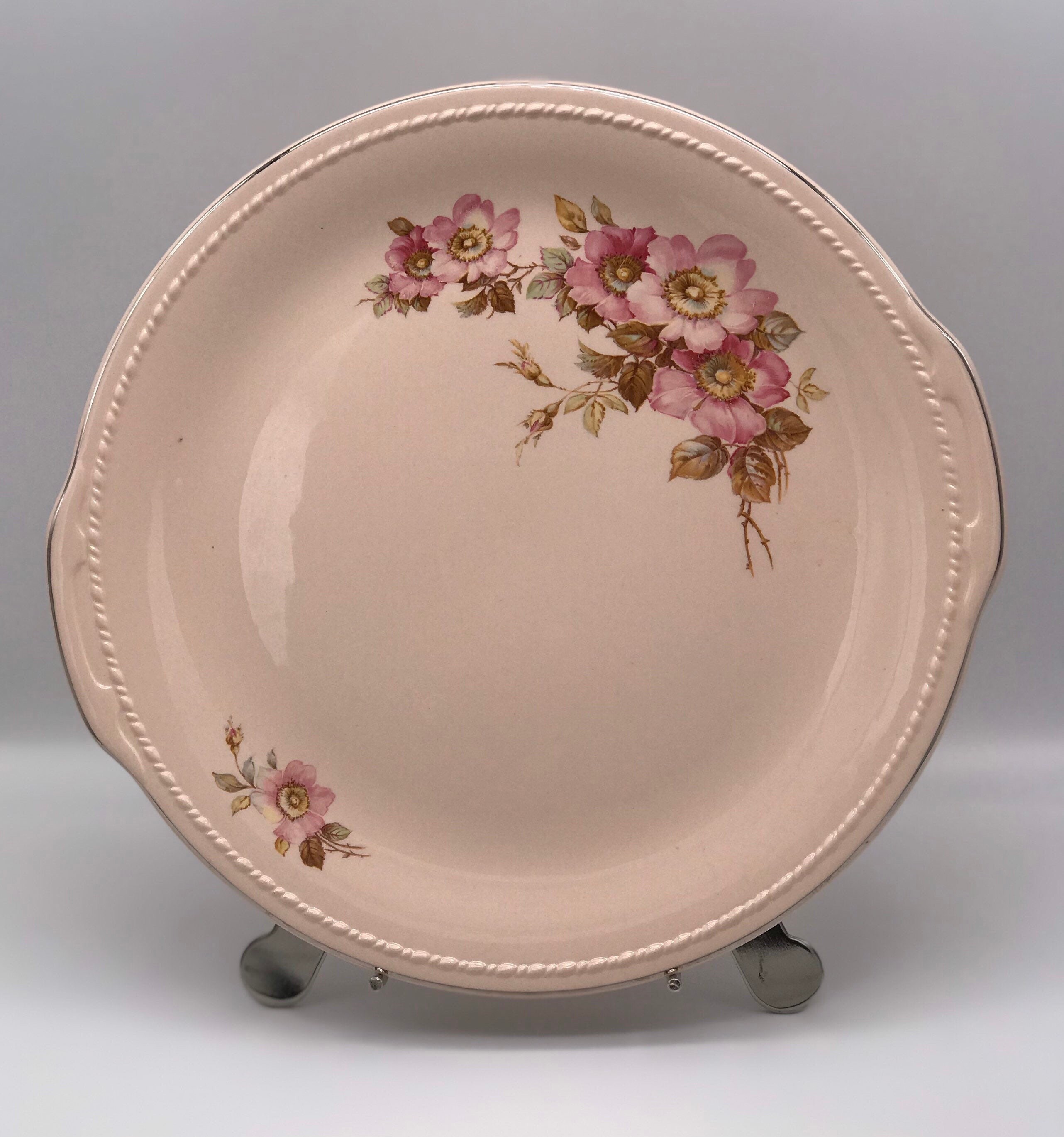 Vintage Taylor Smith & Taylor USA China Pale Pink Floral Platter Etsy