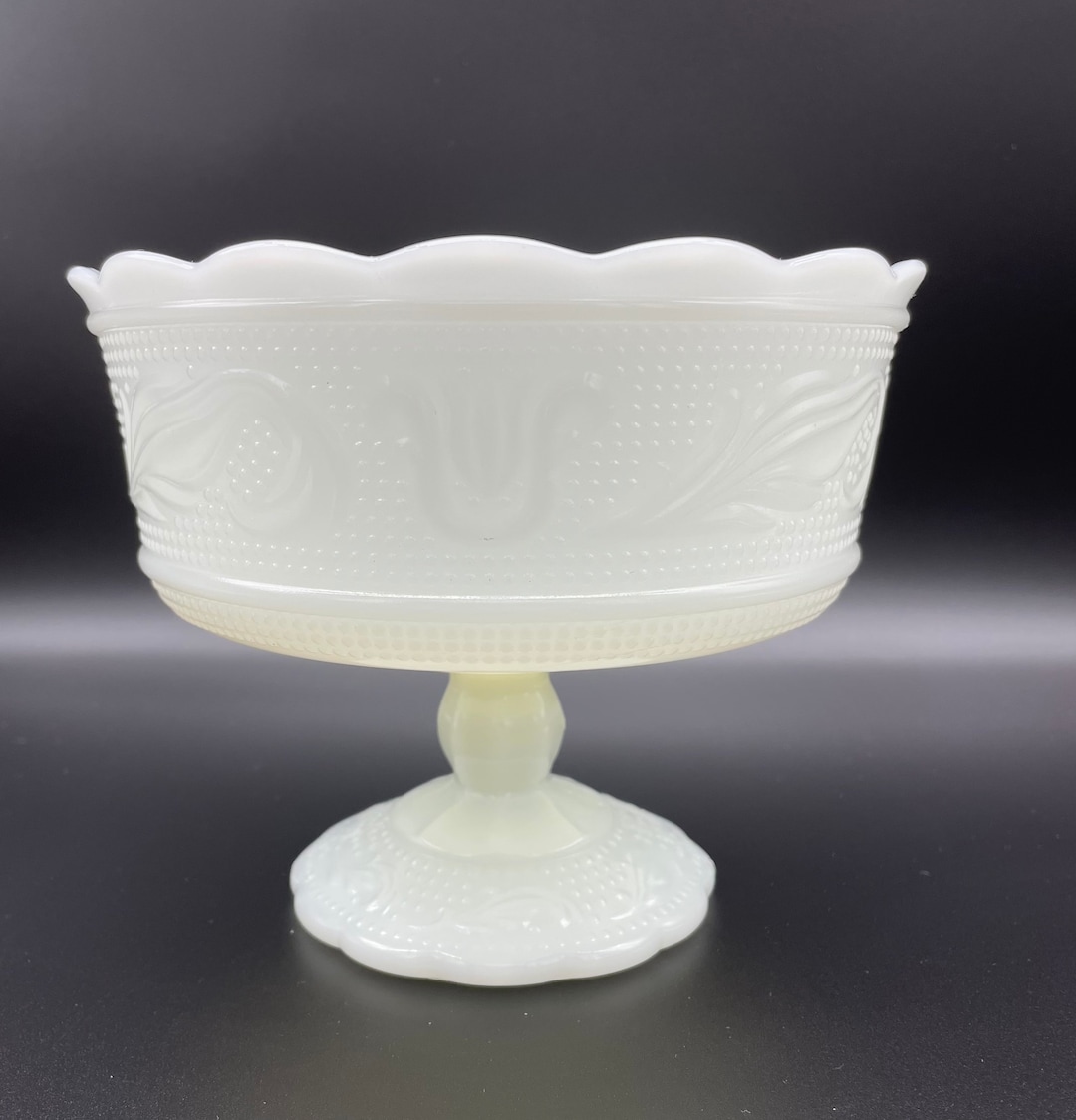 Vintage E.O. Brody Milk Glass Compote Dish Etsy